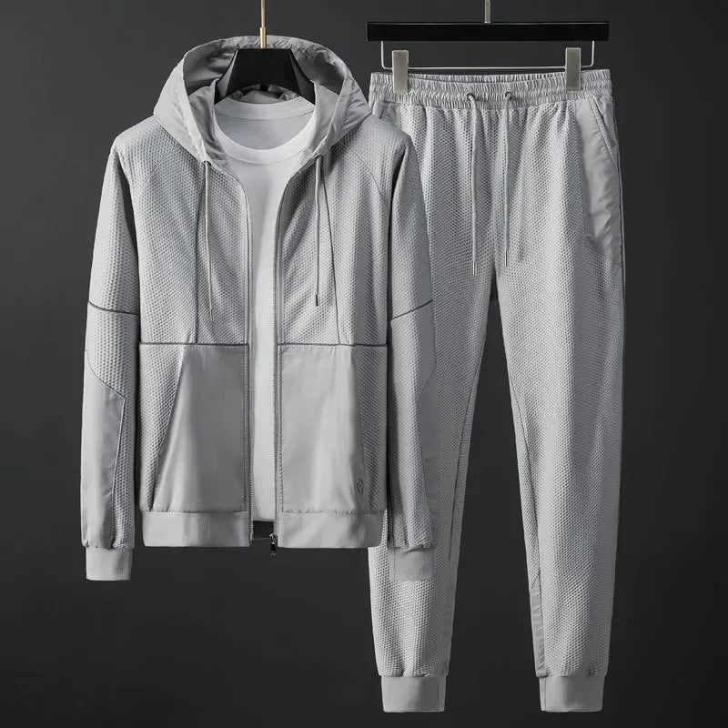 Men's tracksuit set, hooded top & casual joggers – product image 3