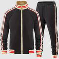 Men's tracksuit set, sporty striped zip up co-ord – product image 1