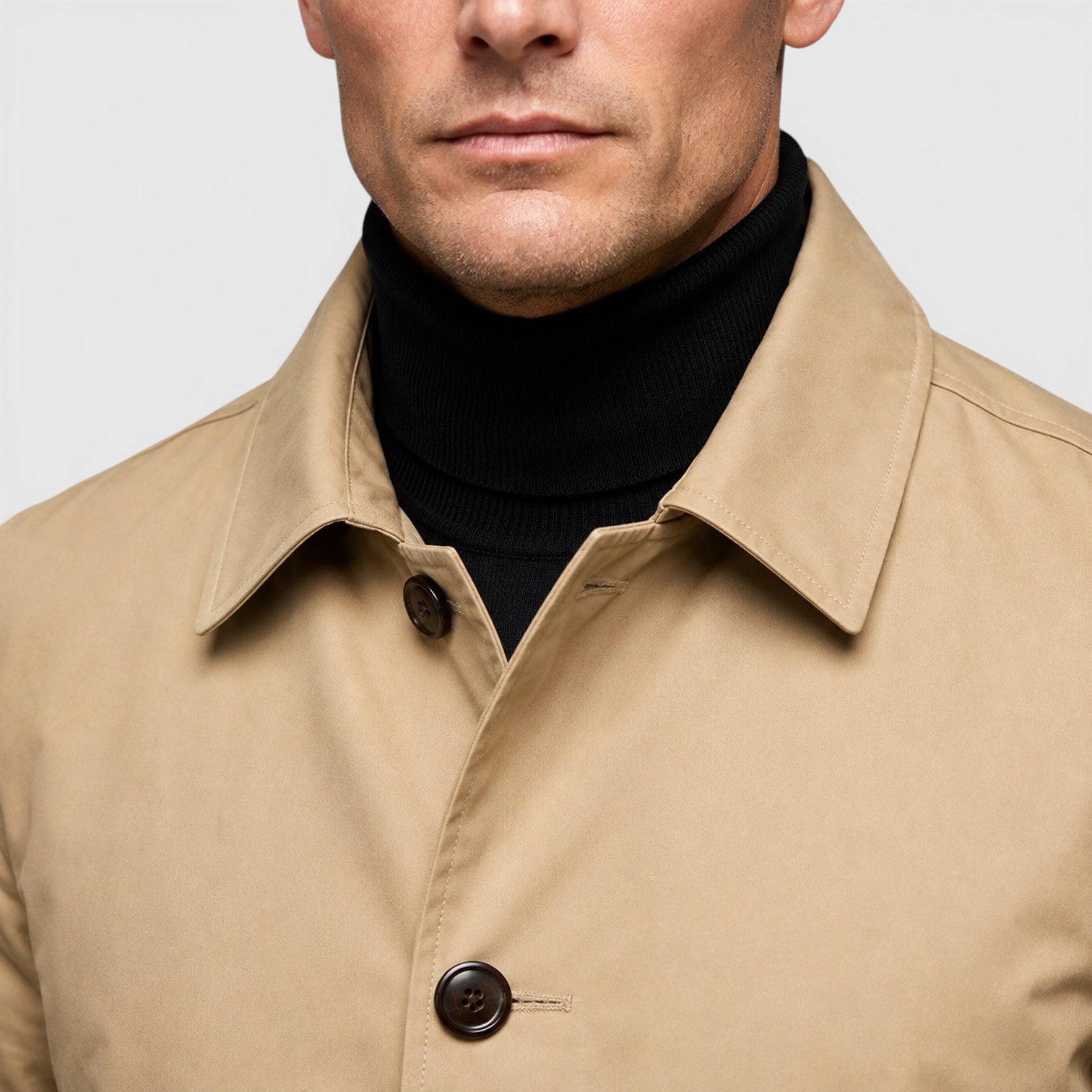 Alternate product view 3 of men's Trench Coat with button front everyday design.
