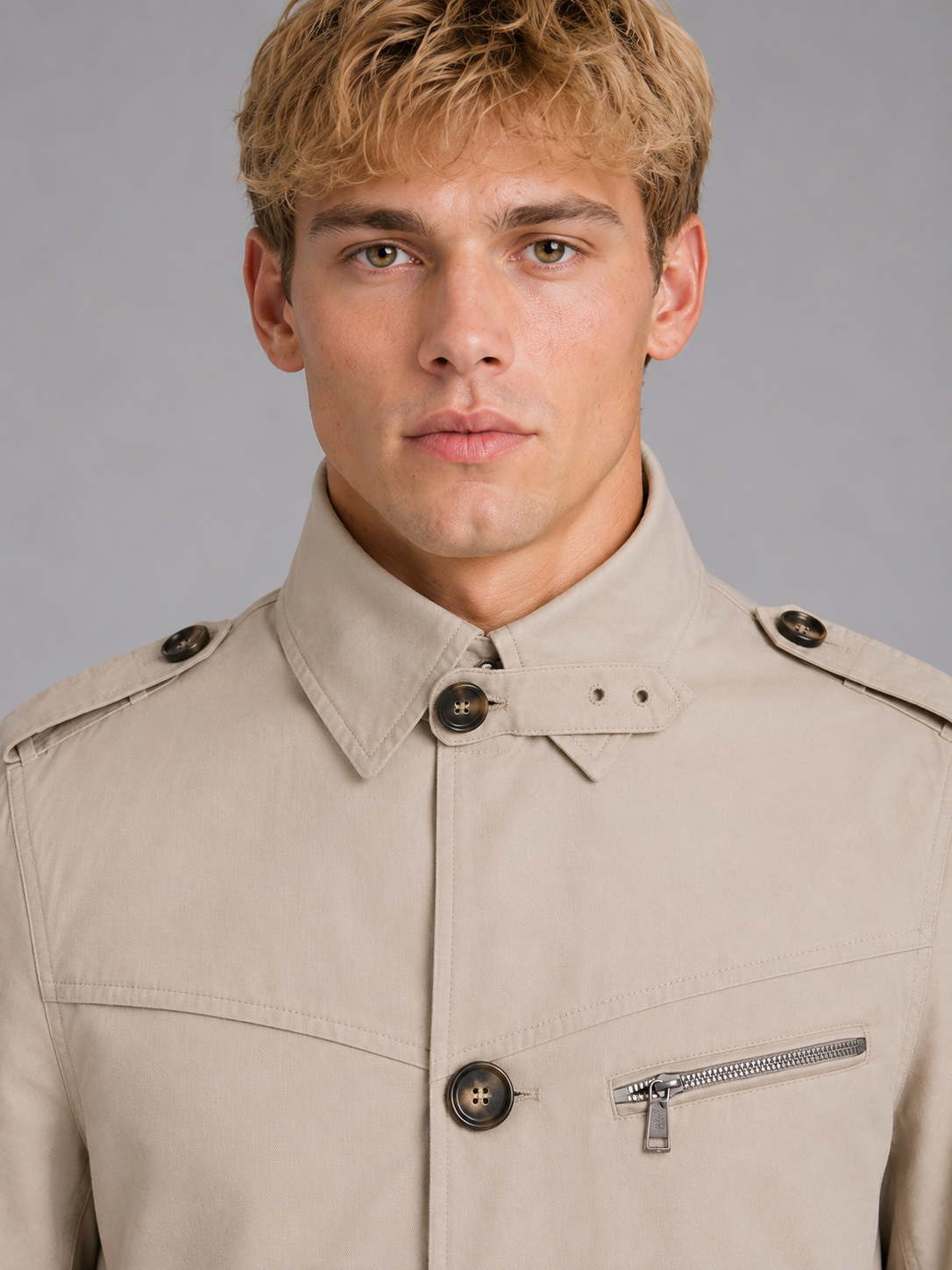 Alternate product view 4 of men's Trench Coat with double breasted belted design.