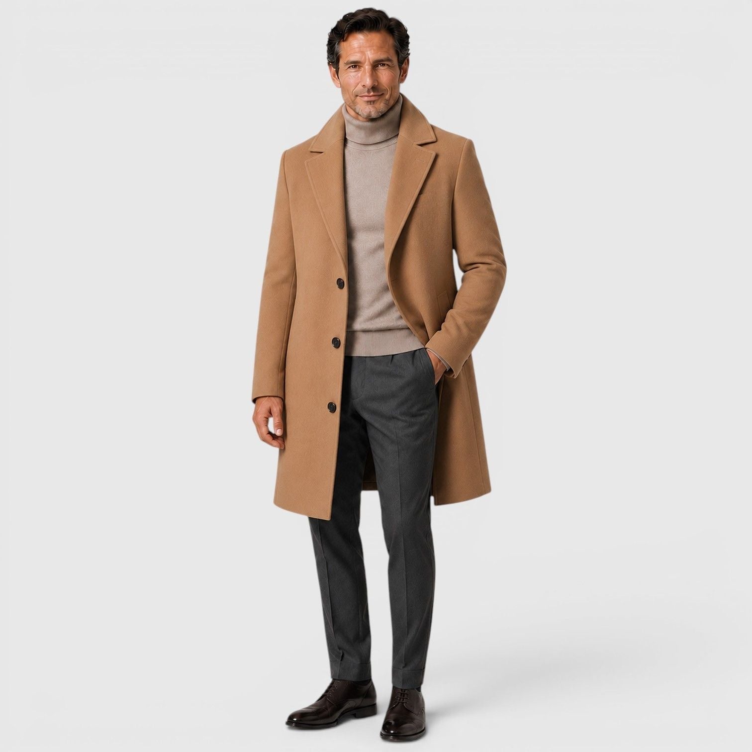 Alternate product view 4 of men's Trench Coat with single-breasted lapel design.
