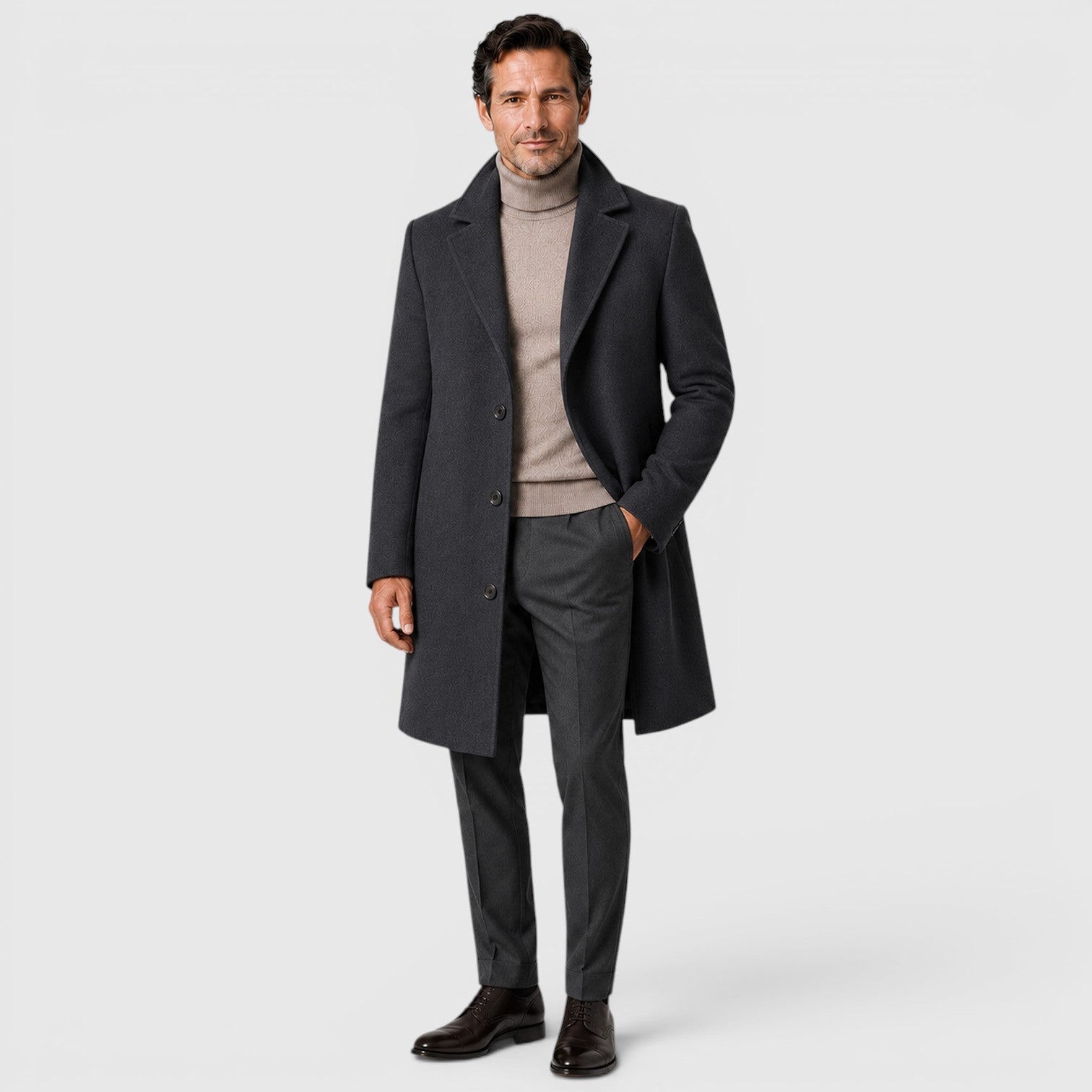 Alternate product view 7 of men's Trench Coat with single-breasted lapel design.