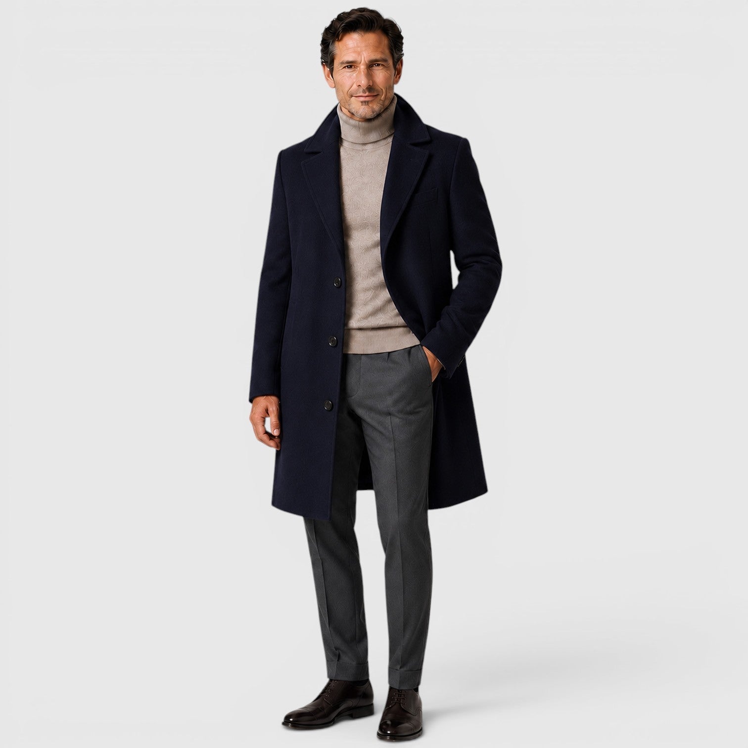 Alternate product view 9 of men's Trench Coat with single-breasted lapel design.