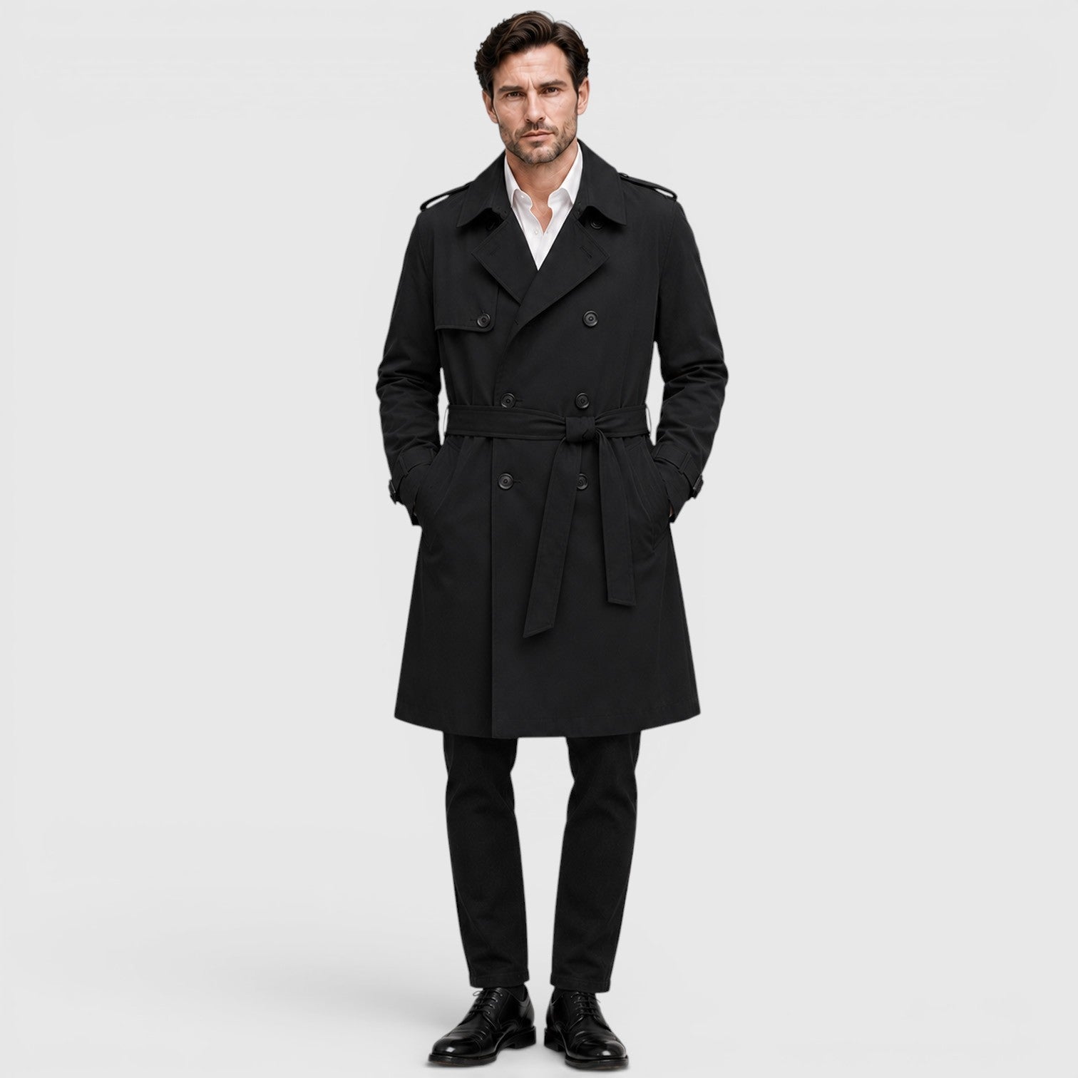 Alternate product view 5 of men's Trench Coat with tailored smart casual design.