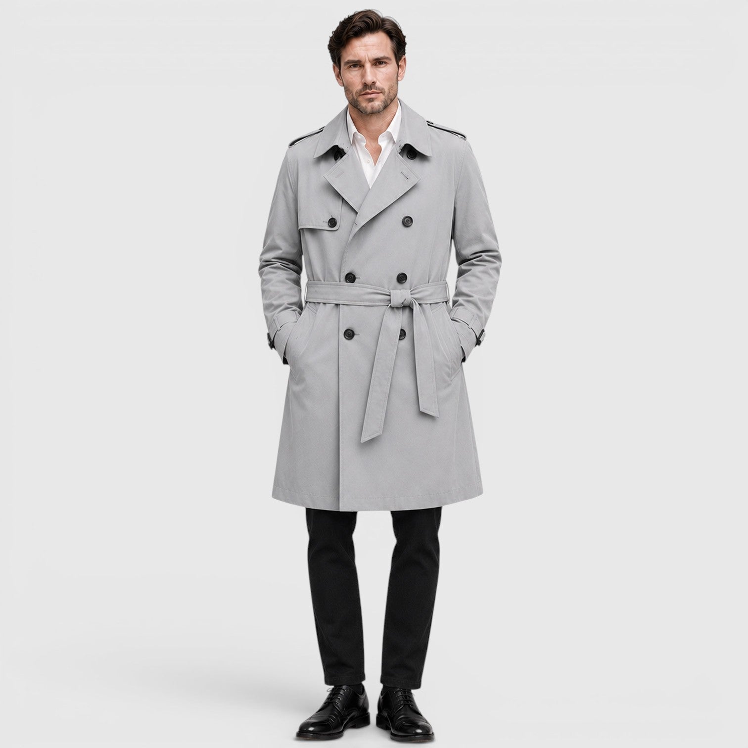 Alternate product view 11 of men's Trench Coat with tailored smart casual design.