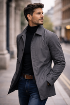 Men's Weather Resistant Overcoat with Button Front, view 4 of 9