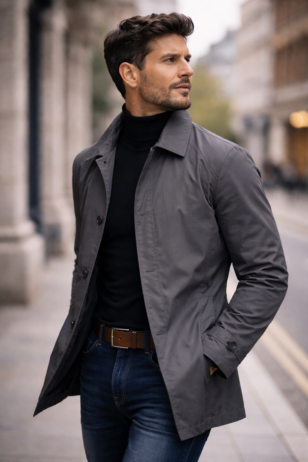 Men's Weather Resistant Overcoat with Button Front, view 4 of 9