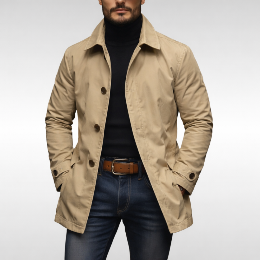Men's Weather Resistant Overcoat with Button Front, view 8 of 9
