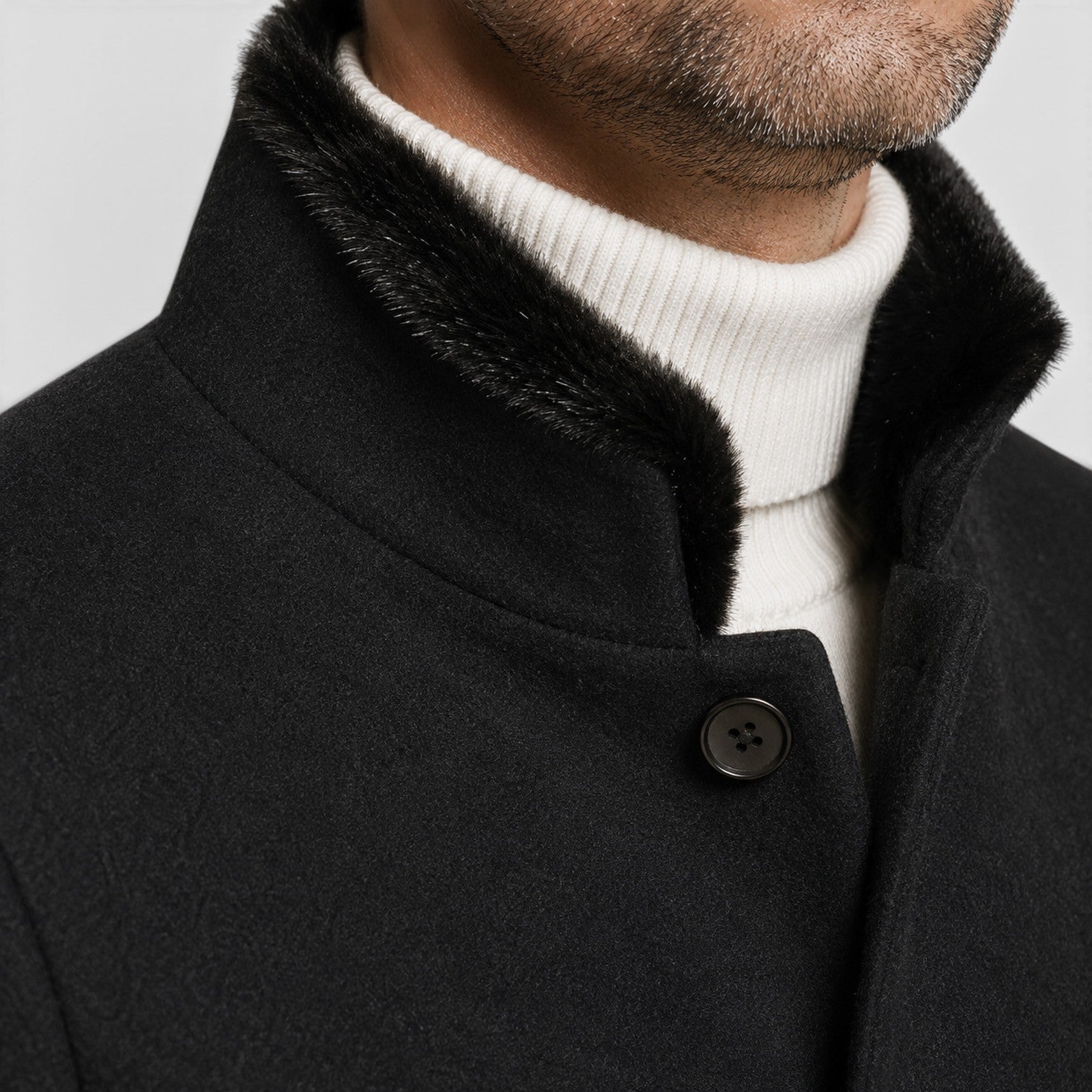 Alternate product view 2 of men's Wool Coat Classic Lapel with single-breasted tailored.