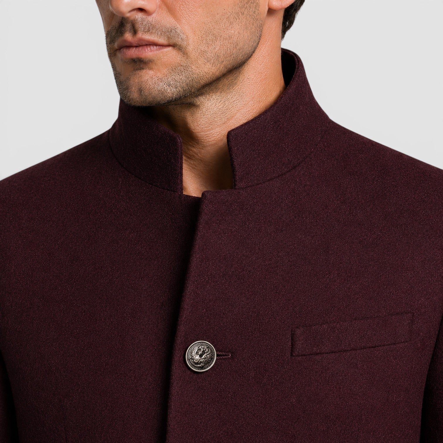 Alternate product view 4 of men's Wool Coat with single-breasted tailored design.