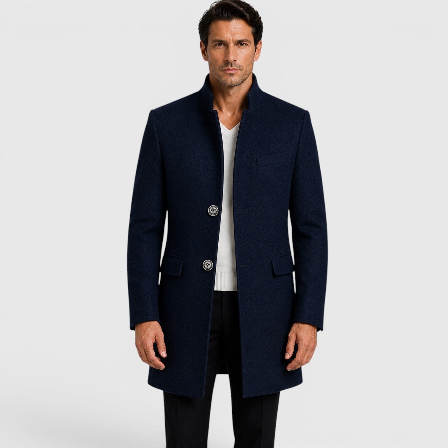 Alternate product view 8 of men's Wool Coat with single-breasted tailored design.