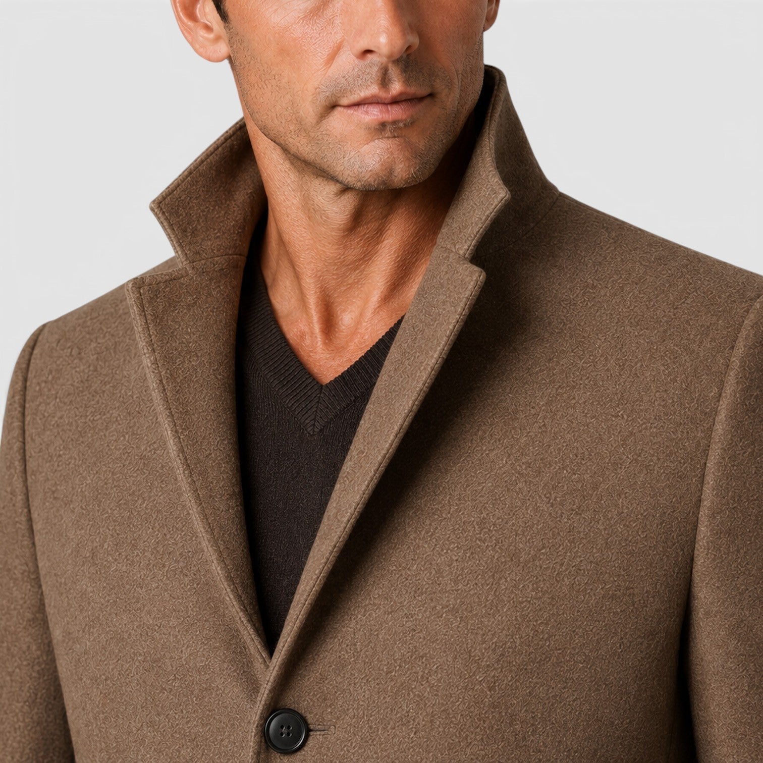 Alternate product view 2 of men's Wool Coat with stand collar warm classic fit.
