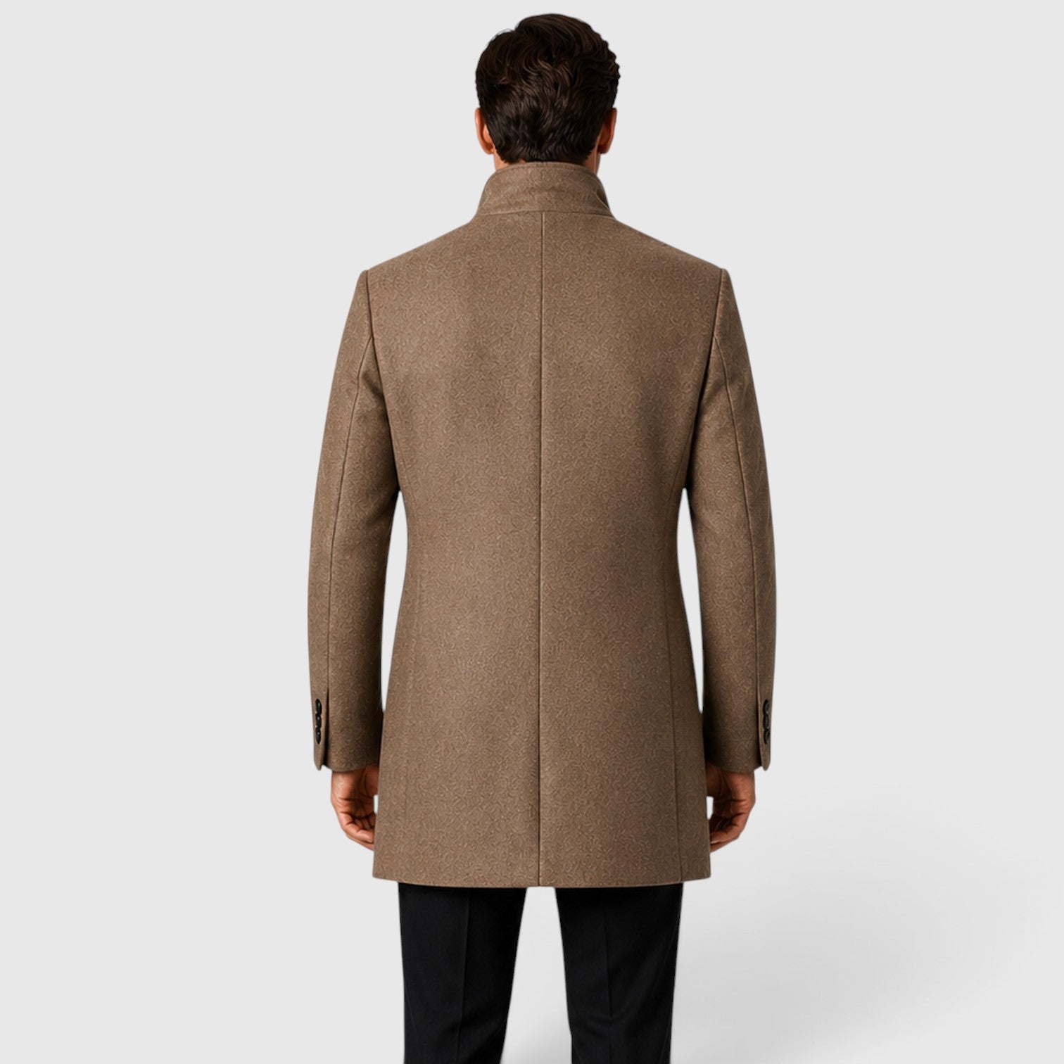 Alternate product view 3 of men's Wool Coat with stand collar warm classic fit.