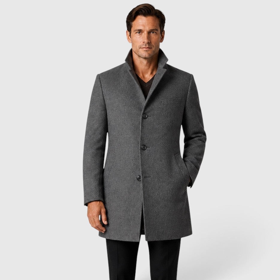 Alternate product view 6 of men's Wool Coat with stand collar warm classic fit.