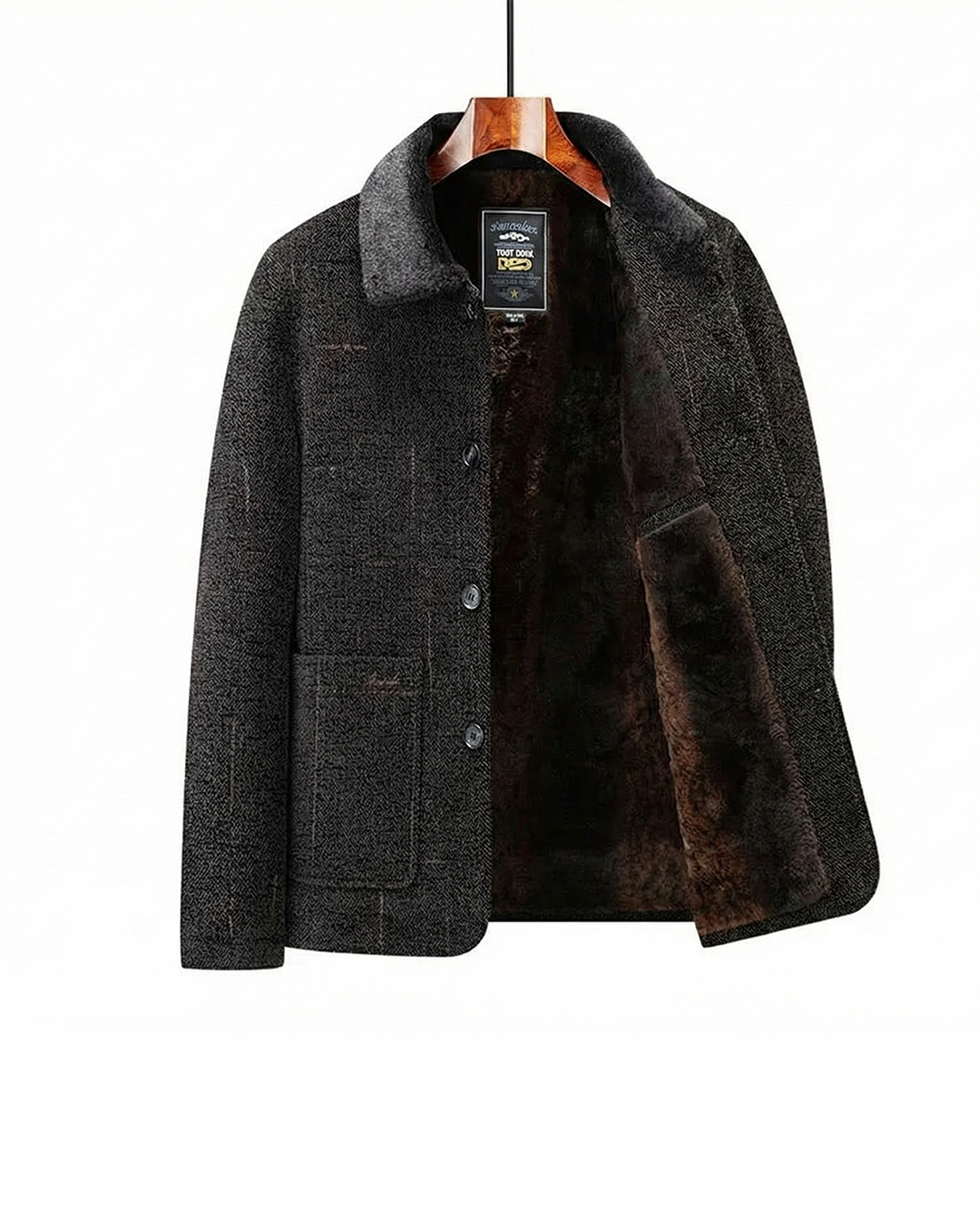 Men's Wool Jacket with Button Front High Collar, view 1 of 5
