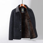 Men's Wool Jacket with Button Front High Collar, view 3 of 5