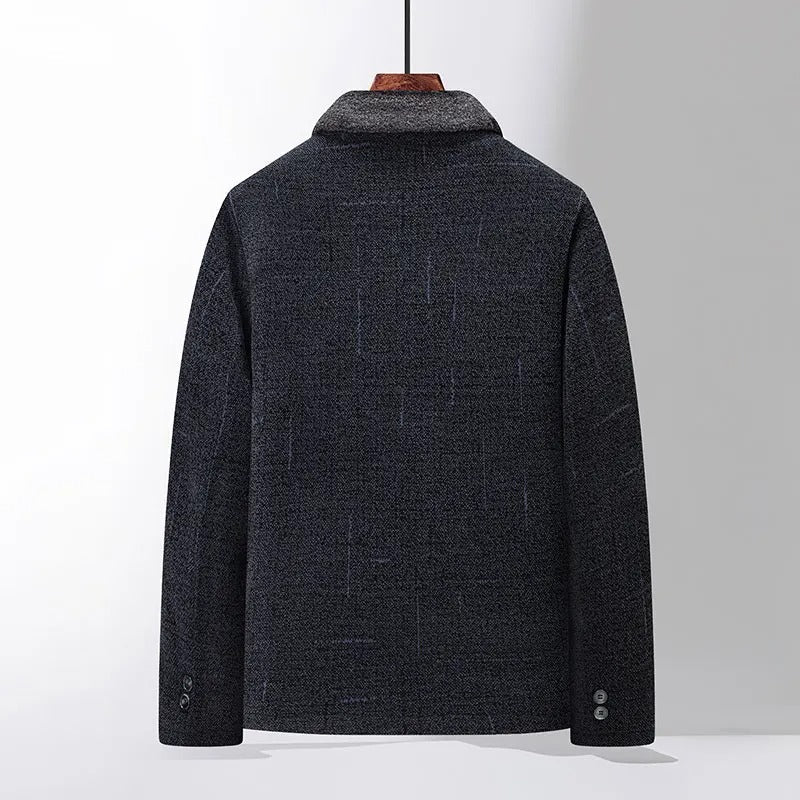 Men's Wool Jacket with Button Front High Collar, view 4 of 5