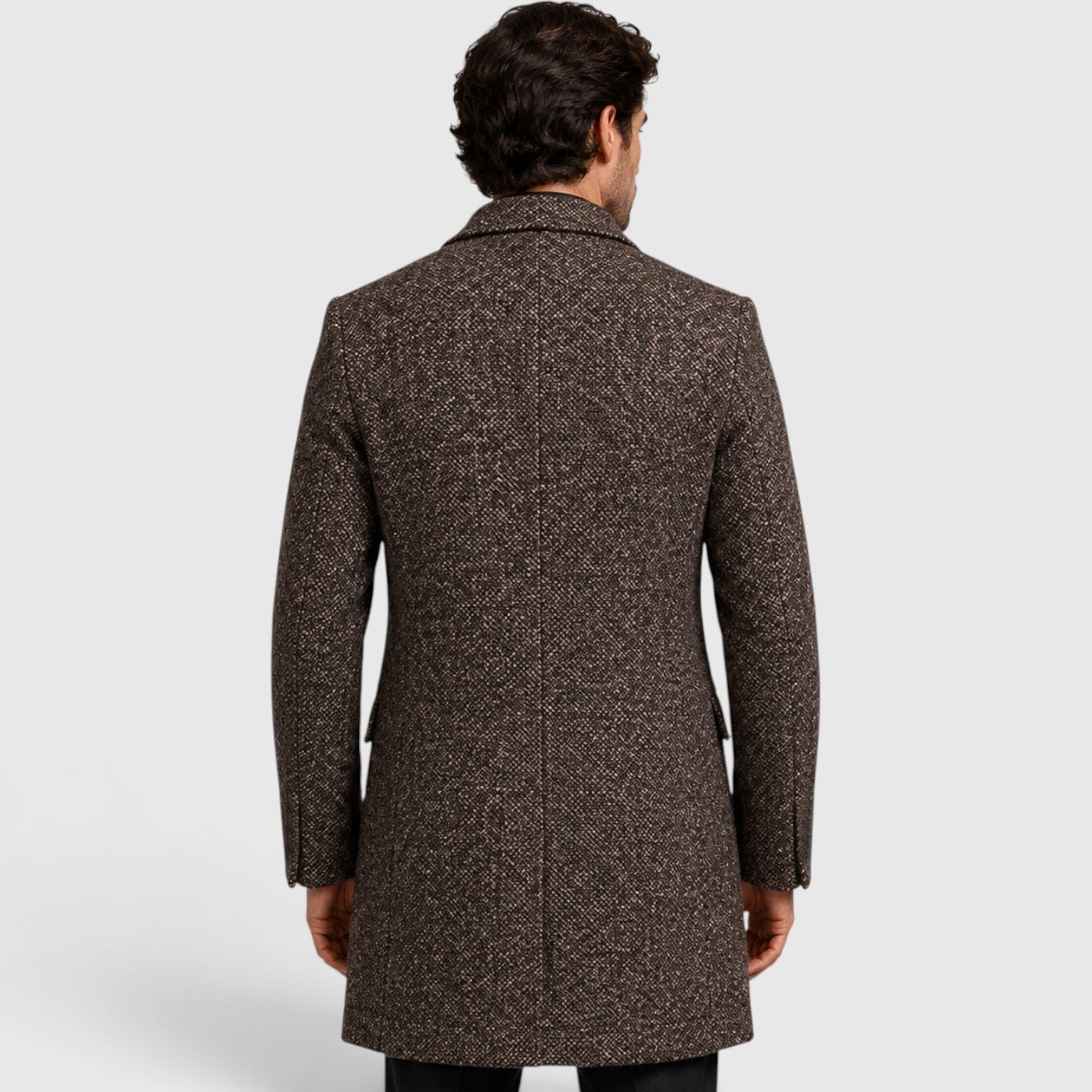 Alternate product view 3 of men's Wool Long Coat with single-breasted tailored fit.