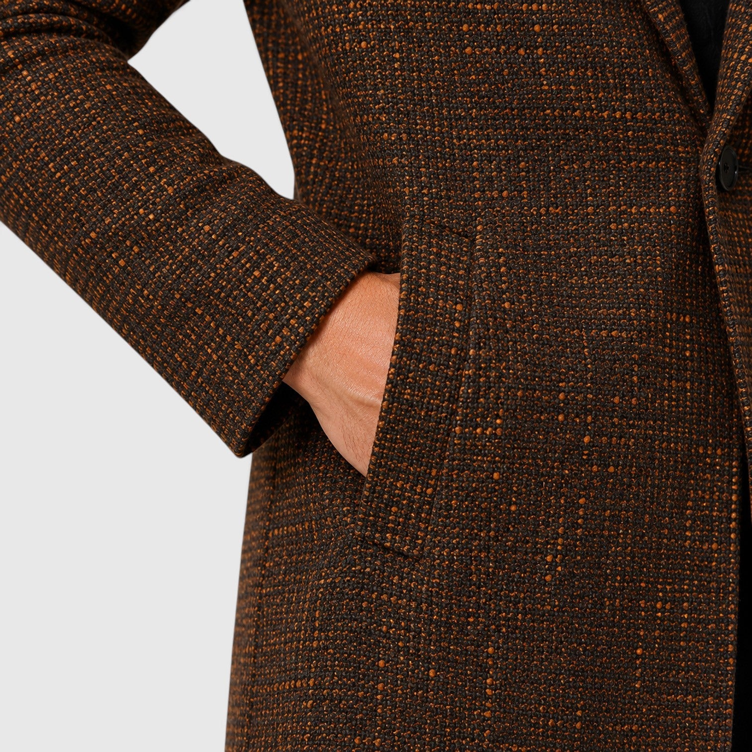 Alternate product view 3 of men's Wool Long Coat with single-breasted textured finish.