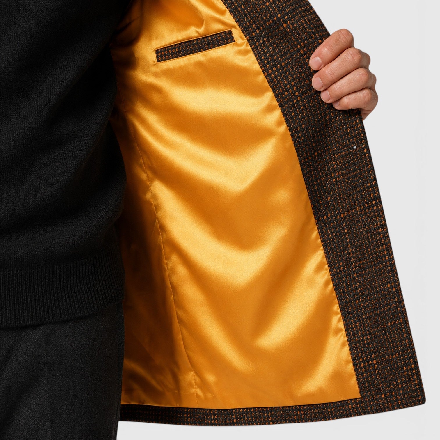 Alternate product view 5 of men's Wool Long Coat with single-breasted textured finish.