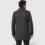 Alternate product view 9 of men's Wool Long Coat with single-breasted textured finish.