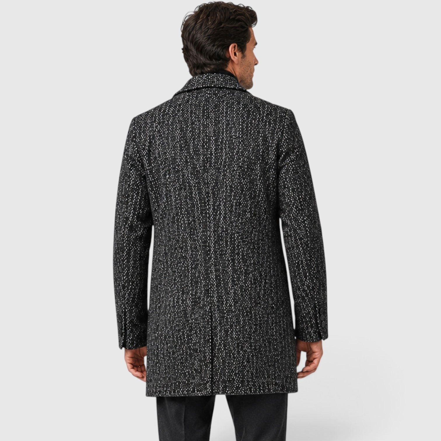 Alternate product view 9 of men's Wool Long Coat with single-breasted textured finish.
