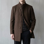 Men's Wool Overcoat with Stand Collar Button Front, view 1 of 2