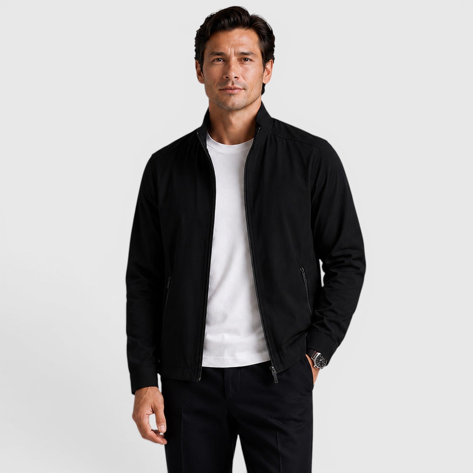 Men's Zip Up Jacket with lightweight bomber collar.
