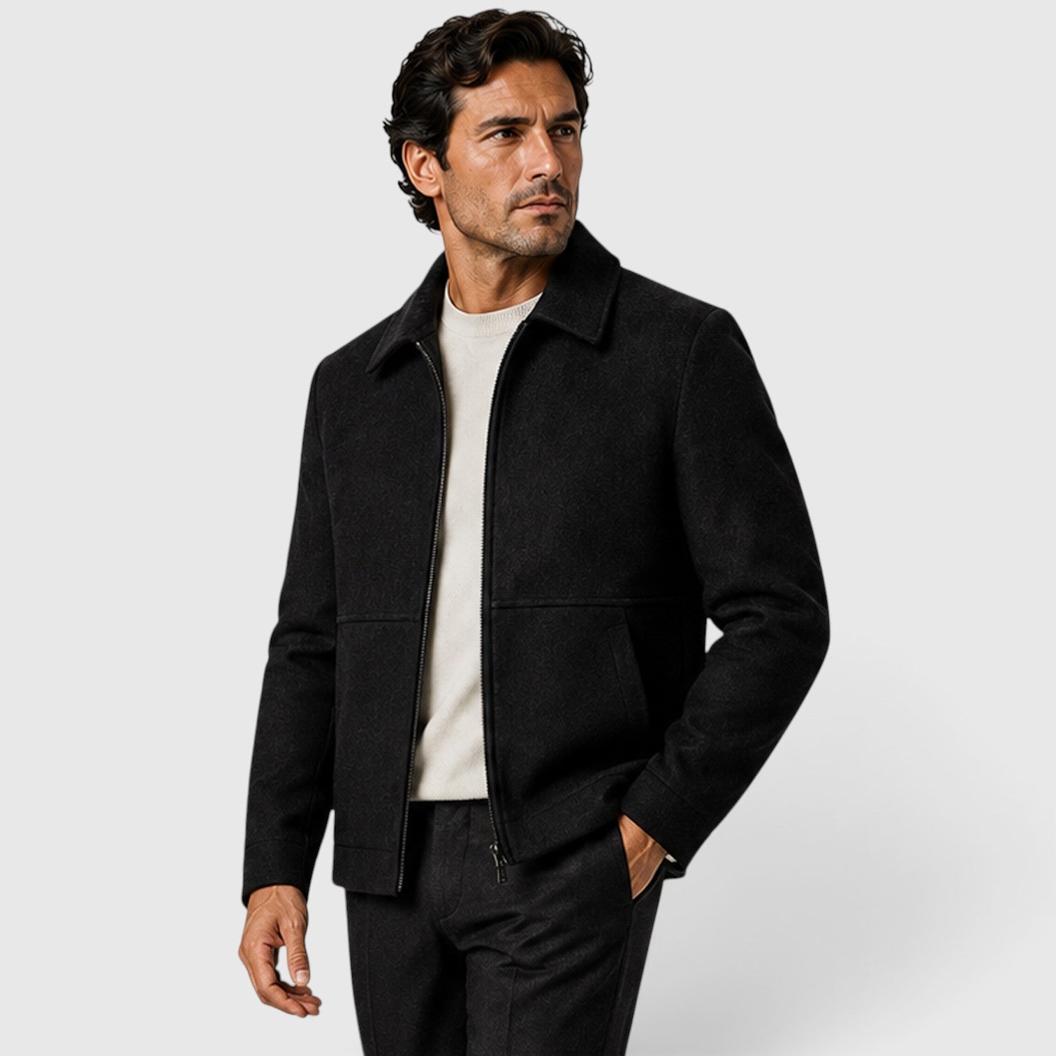 Men's Zip Up Jacket with shirt collar everyday design.