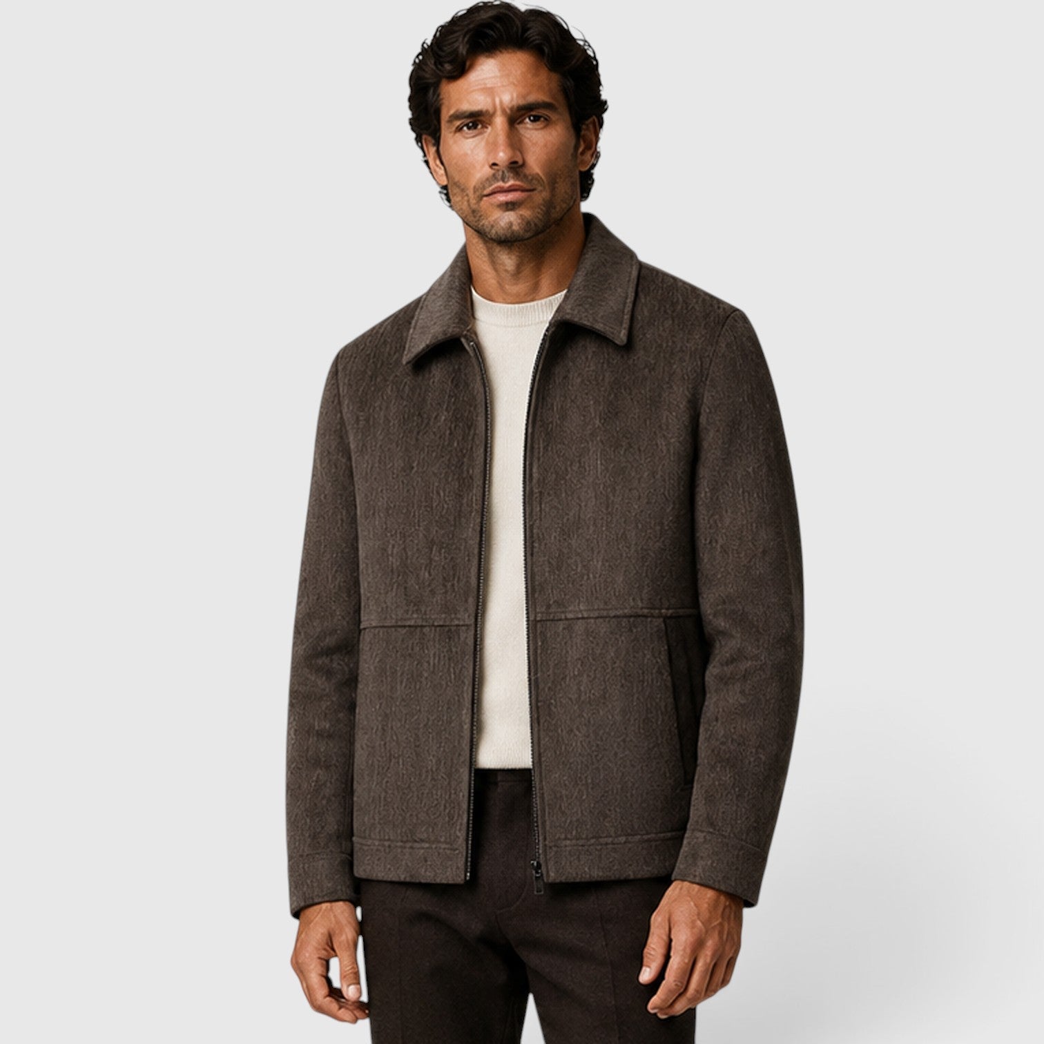 Alternate product view 4 of men's Zip Up Jacket with shirt collar everyday design.