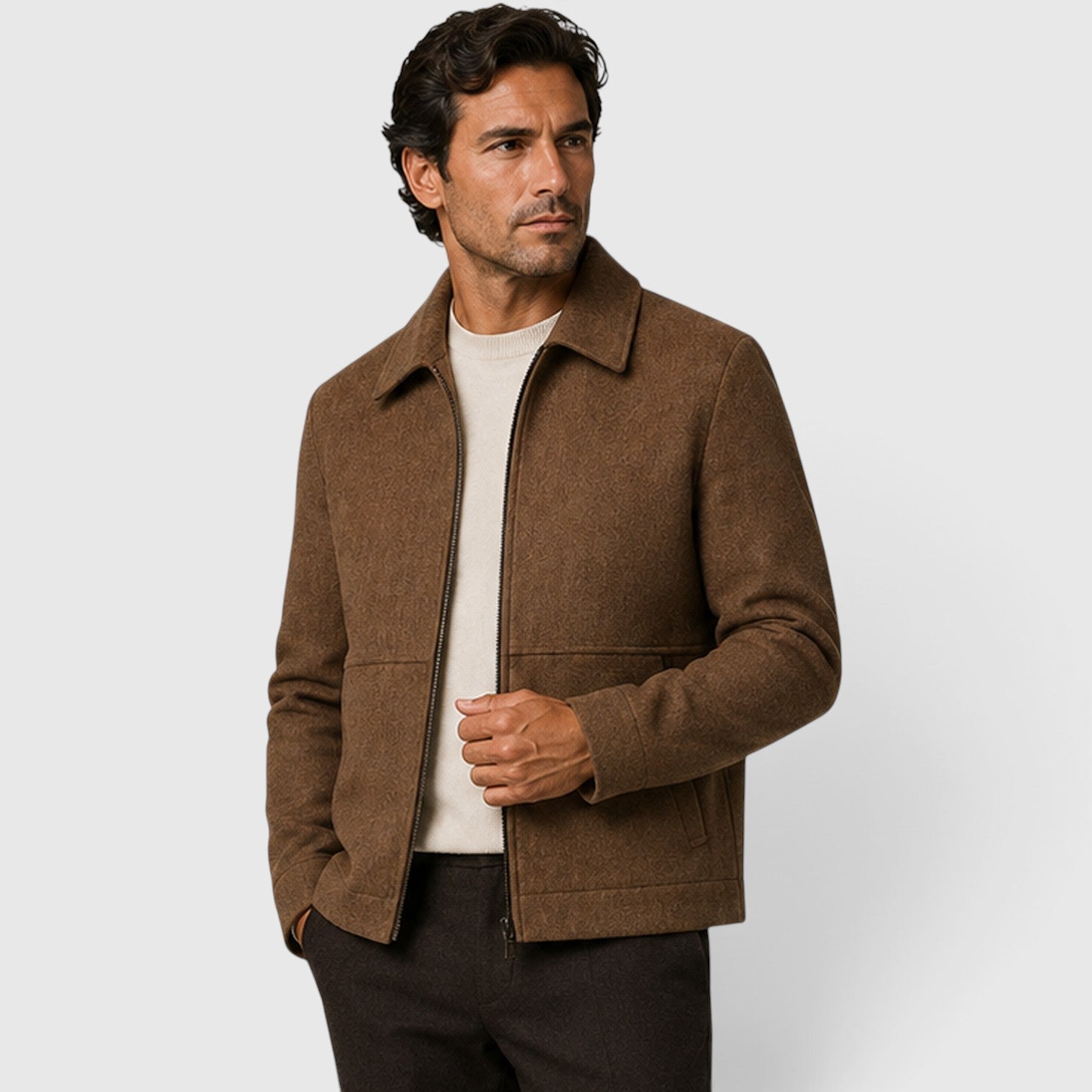 Alternate product view 10 of men's Zip Up Jacket with shirt collar everyday design.