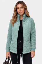 Norcetta – Textured knit detail – Quilted puffer jacket - Mint - front