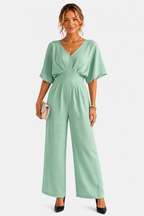 Lunévia – Elegant batwing silhouette – Jumpsuit - Mint green - front