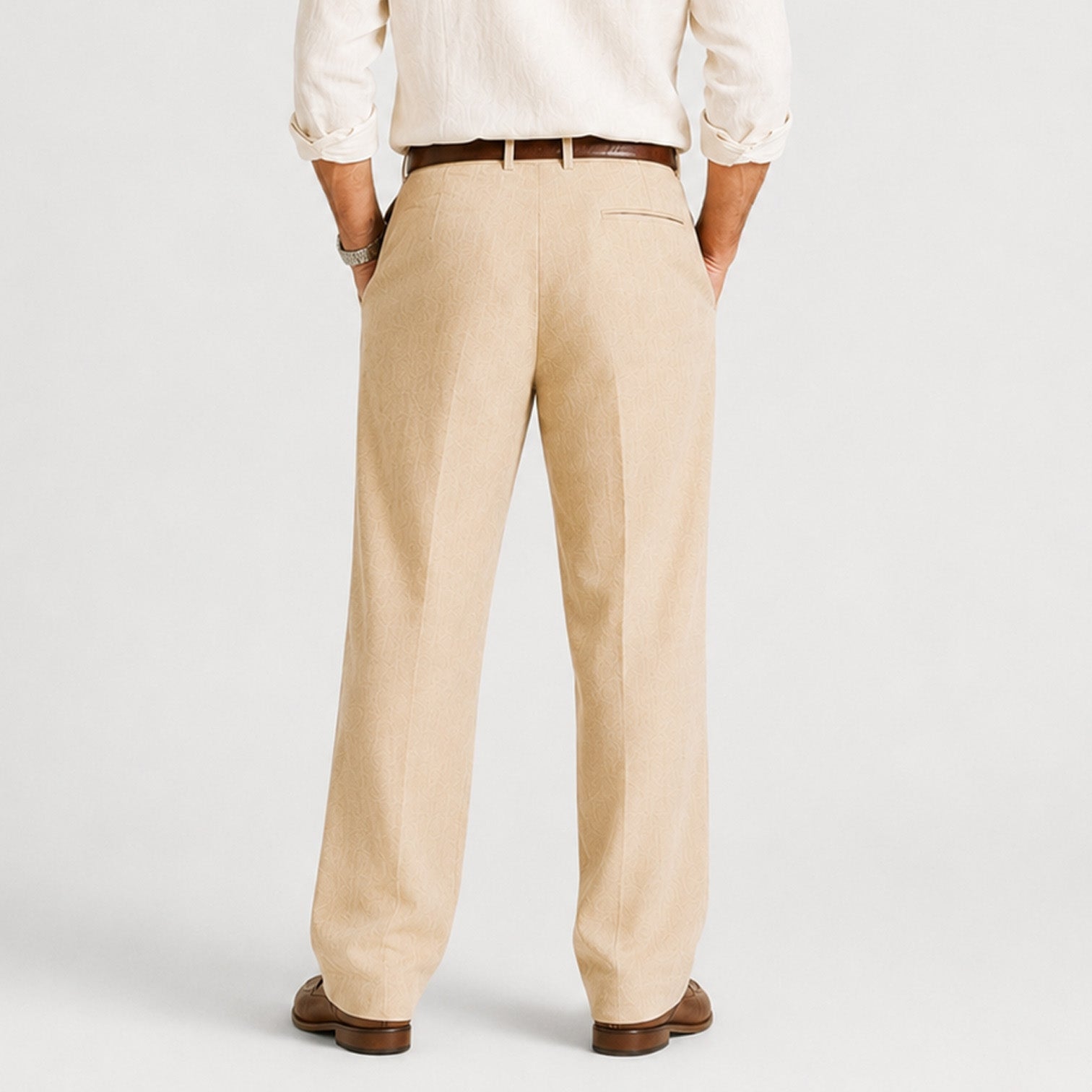 Linen Double Pleat Wide-Leg Trousers - Relaxed Fit