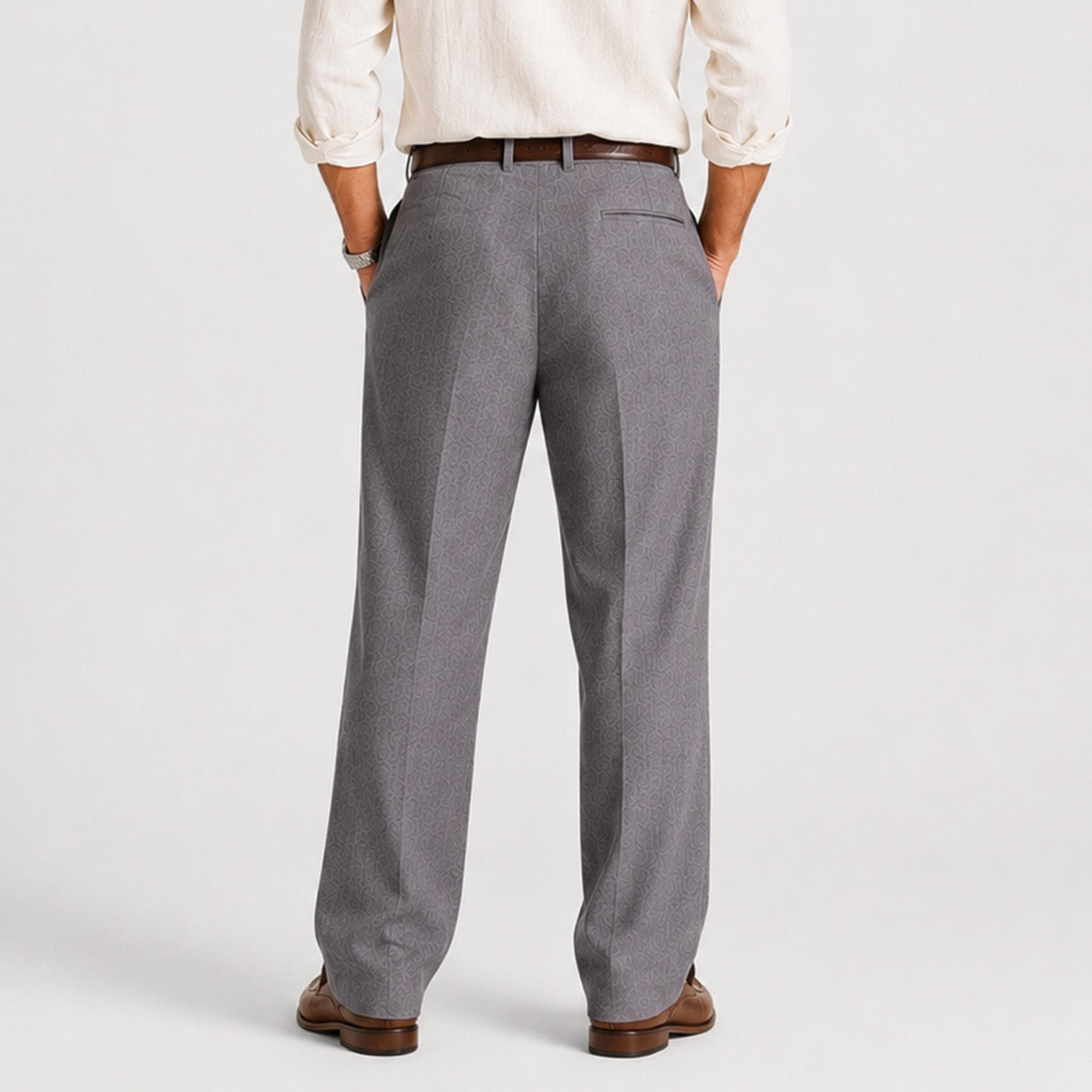 Linen Double Pleat Wide-Leg Trousers - Relaxed Fit