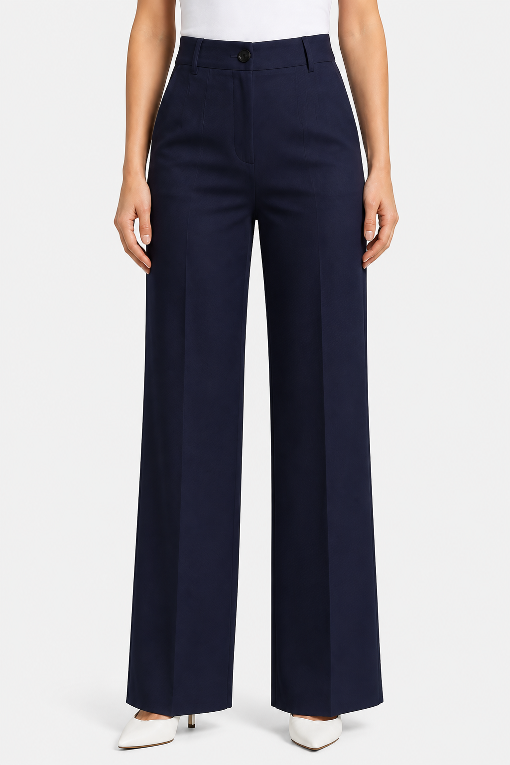 Mirelline – Sleek tailoring – High-waist straight-leg trousers - Navy blue - front