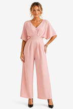 Lunévia – Elegant batwing silhouette – Jumpsuit - Pink - front