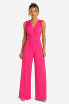 Black Formal Wide Leg Jumpsuit - Pink - front