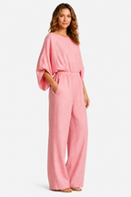 Rosaline – Relaxed bohemian silhouette – Wide-leg jumpsuit - Pink - side right