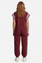 Veloura – Sporty stripe detail – Jumpsuit - Red - back