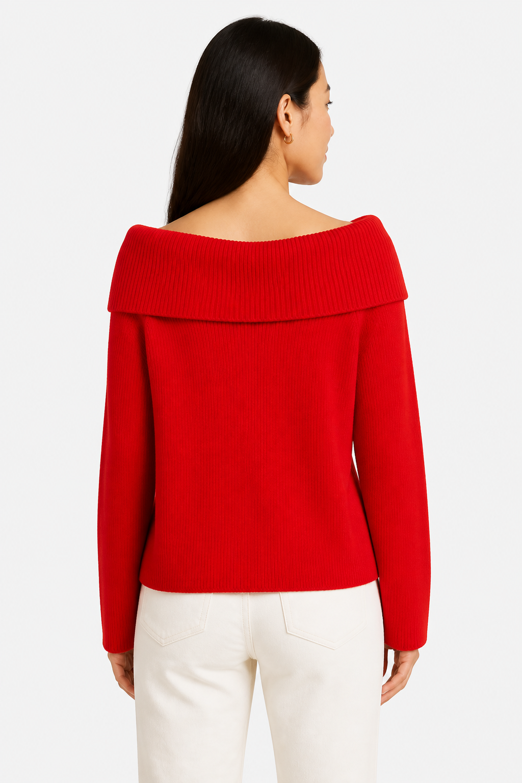 Off Shoulder Jumper for Women - Red - back