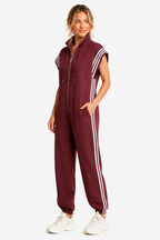 Veloura – Sporty stripe detail – Jumpsuit - Red - side right