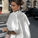 Women's Puff-Sleeve Satin Blouse – Sculpted Shape