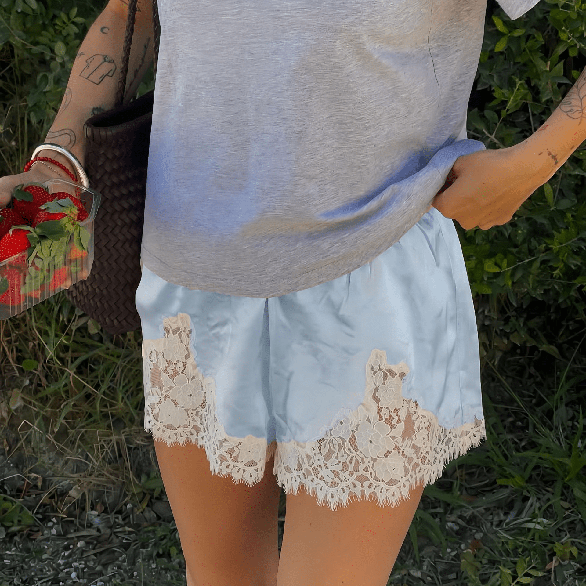 Women's Lace Shorts – Satin Low-Rise Fit