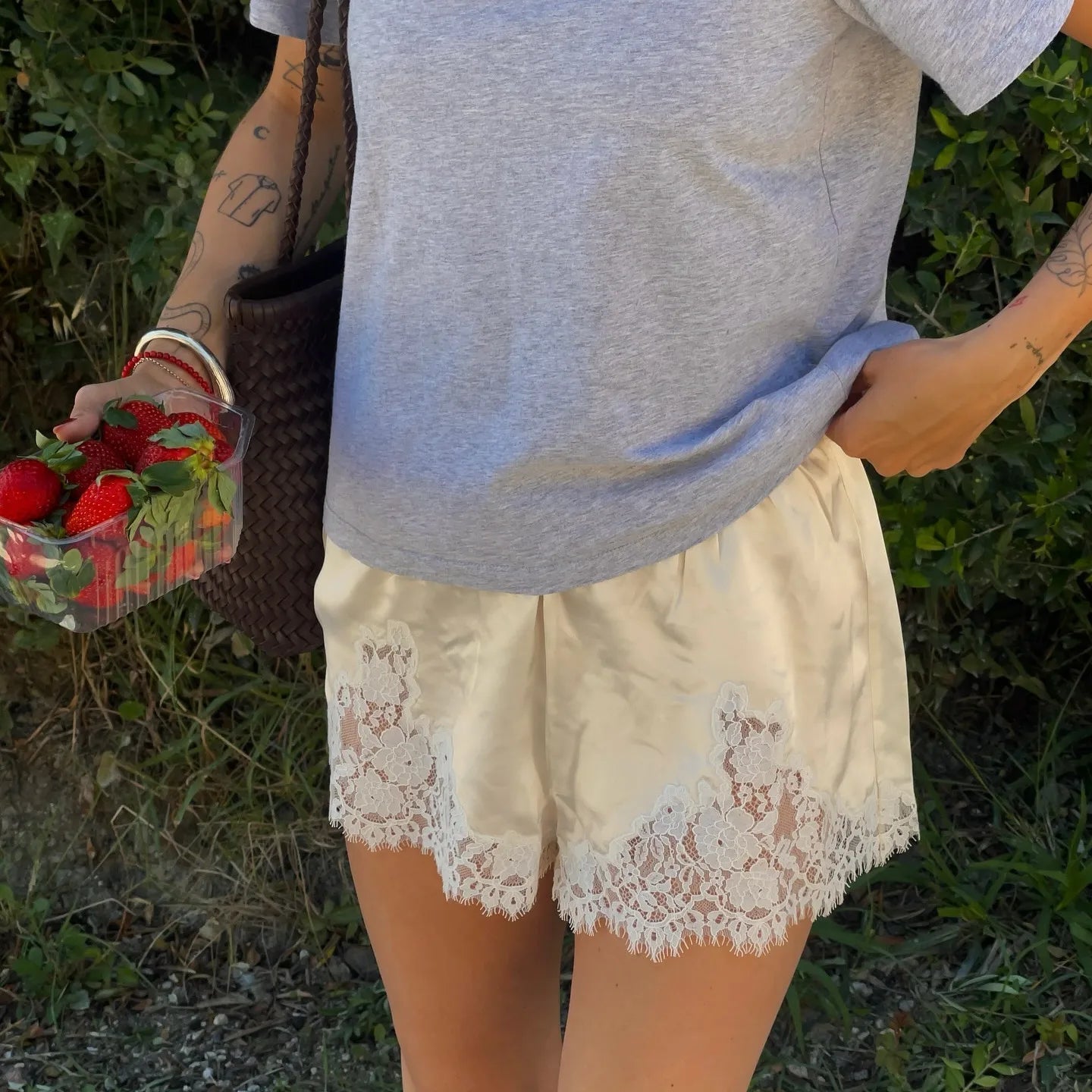 Women's Lace Shorts – Satin Low-Rise Fit
