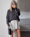 Women's Asymmetric Satin Skirt – Fluid Draped Fit