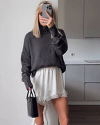 Women's Asymmetric Satin Skirt – Fluid Draped Fit