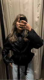Women's Lace-Up Faux Leather Jacket – Blazer Style