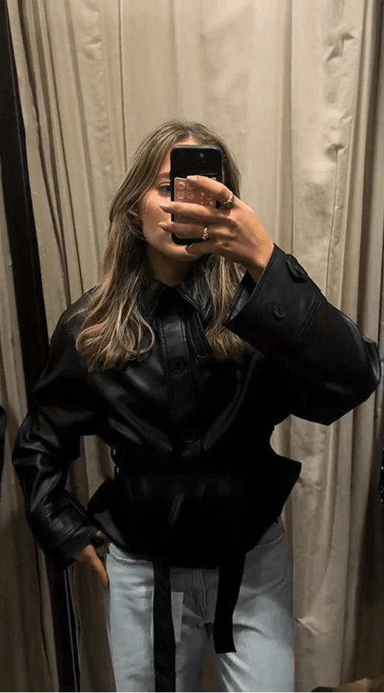 Women's Lace-Up Faux Leather Jacket – Blazer Style