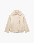 Women's Sherpa-Collar Faux Leather Jacket – Warm Layer